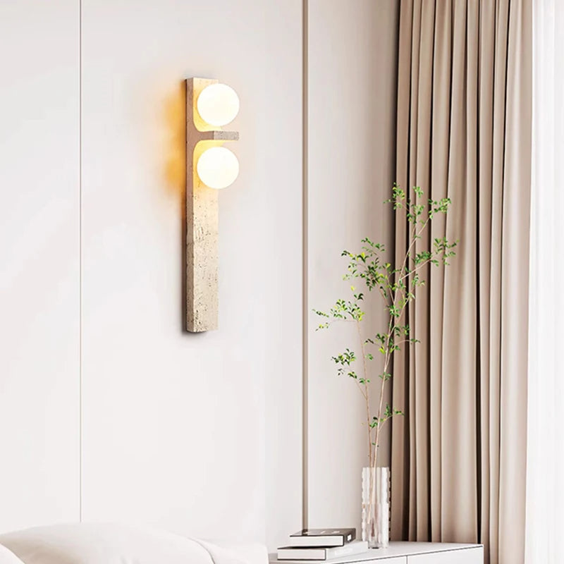 Arteglow | Art Deco Wall Lamp with Natural Stone & Frosted Glass