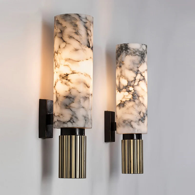 lumora | modern marble wall lamp for bedroom, hallway and living room