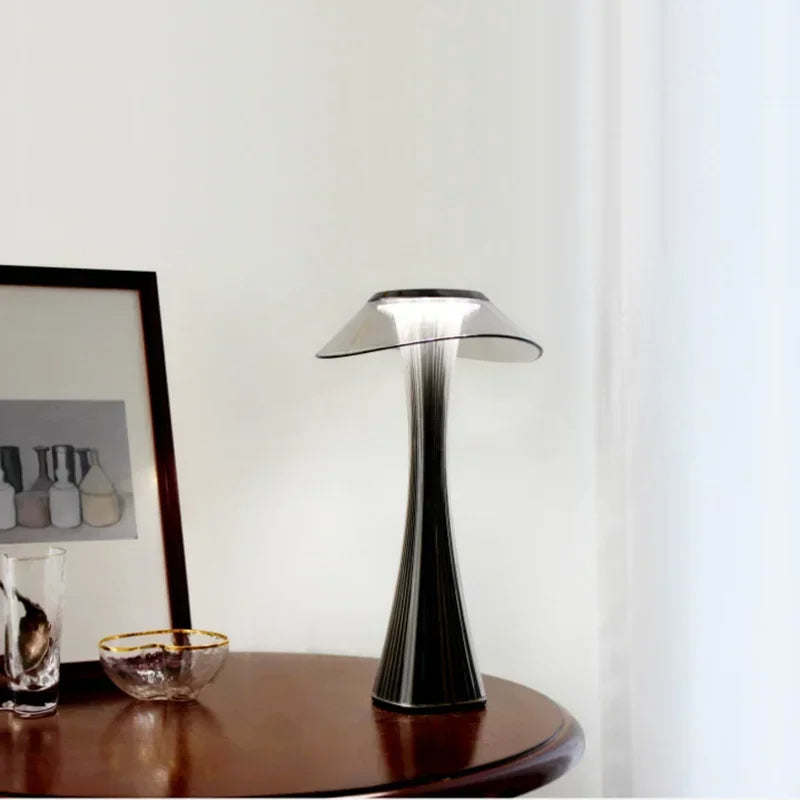 Claria | crystal led touch lamp with usb charging and dimmable lighting