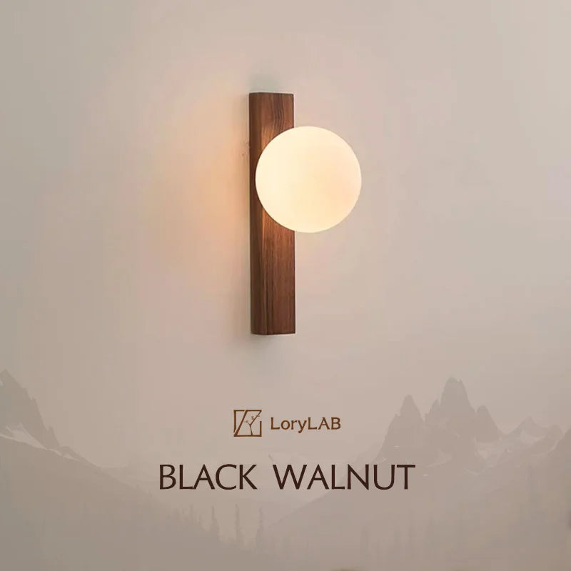 Naturaglobe | Walnut Wood & Glass Sphere Wall Lamp