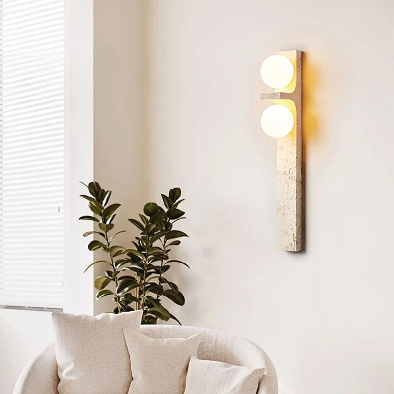 Arteglow | Art Deco Wall Lamp with Natural Stone & Frosted Glass