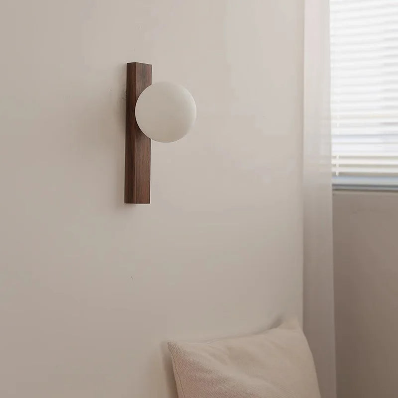 Naturaglobe | Walnut Wood & Glass Sphere Wall Lamp
