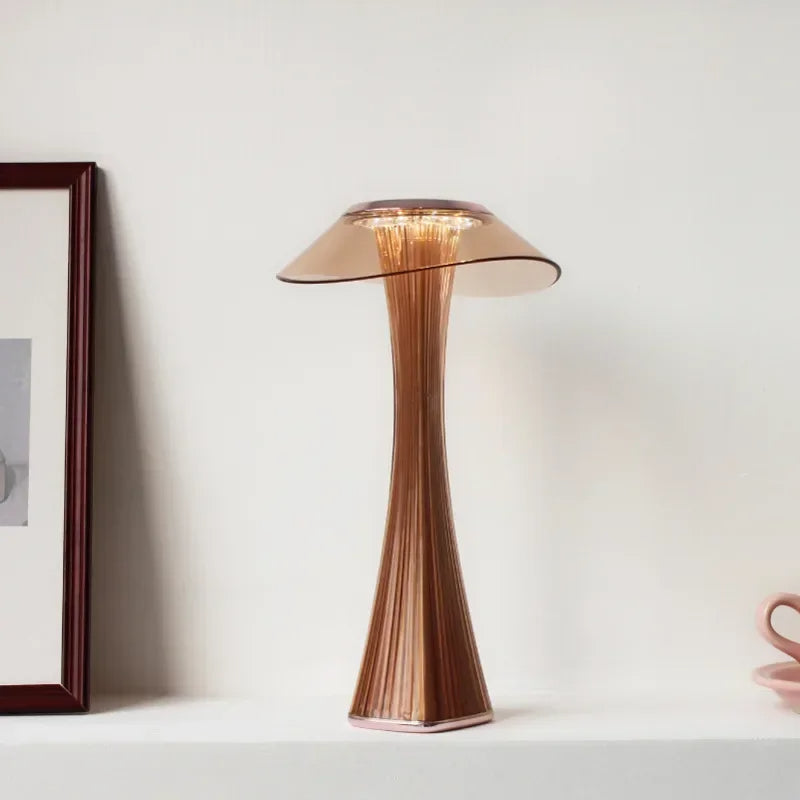 Claria | crystal led touch lamp with usb charging and dimmable lighting