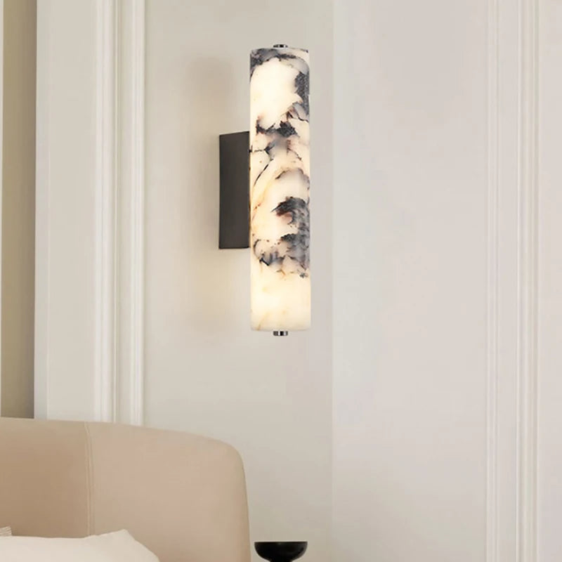 Cilenro | natural marble cylinder wall lamp for bedroom and stairways