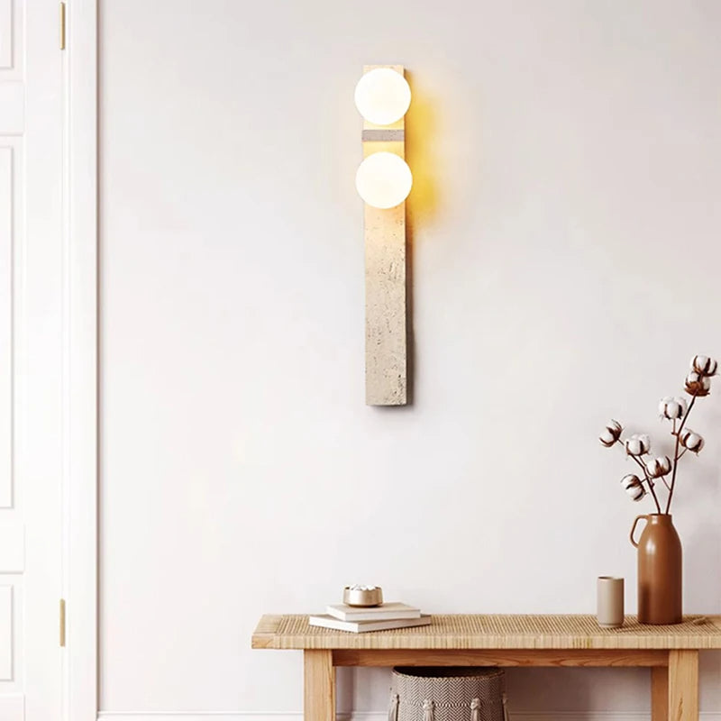 Arteglow | Art Deco Wall Lamp with Natural Stone & Frosted Glass