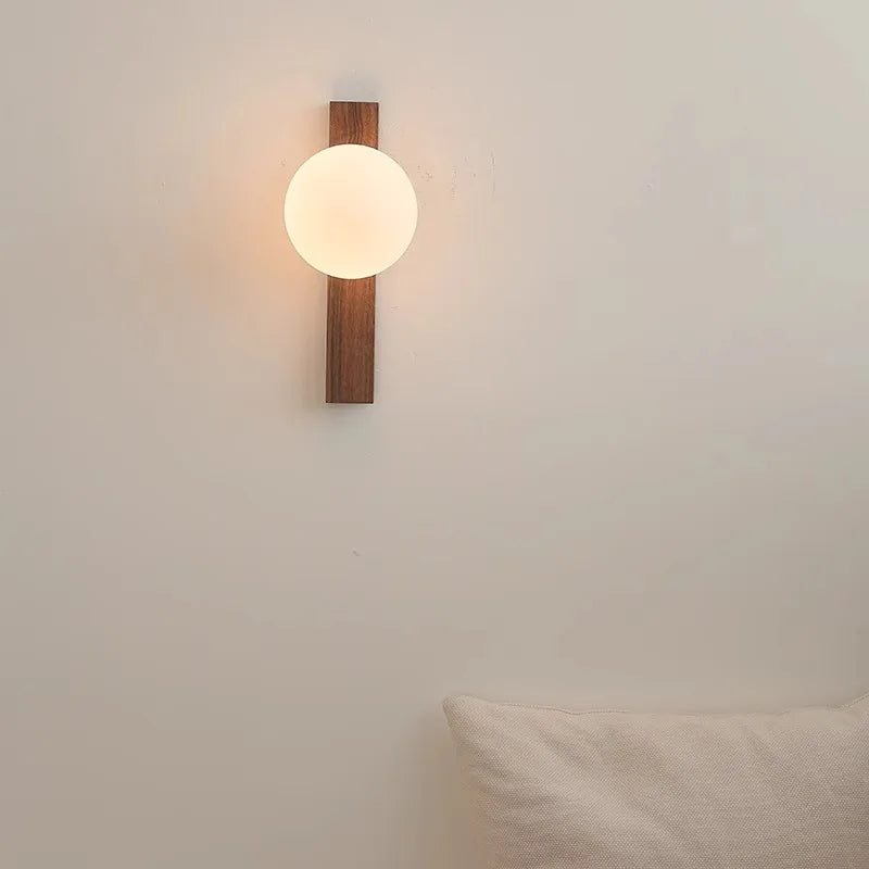 Naturaglobe | Walnut Wood & Glass Sphere Wall Lamp