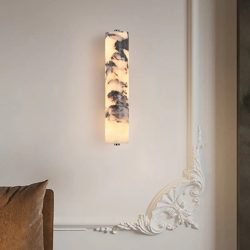 Cilenro | natural marble cylinder wall lamp for bedroom and stairways
