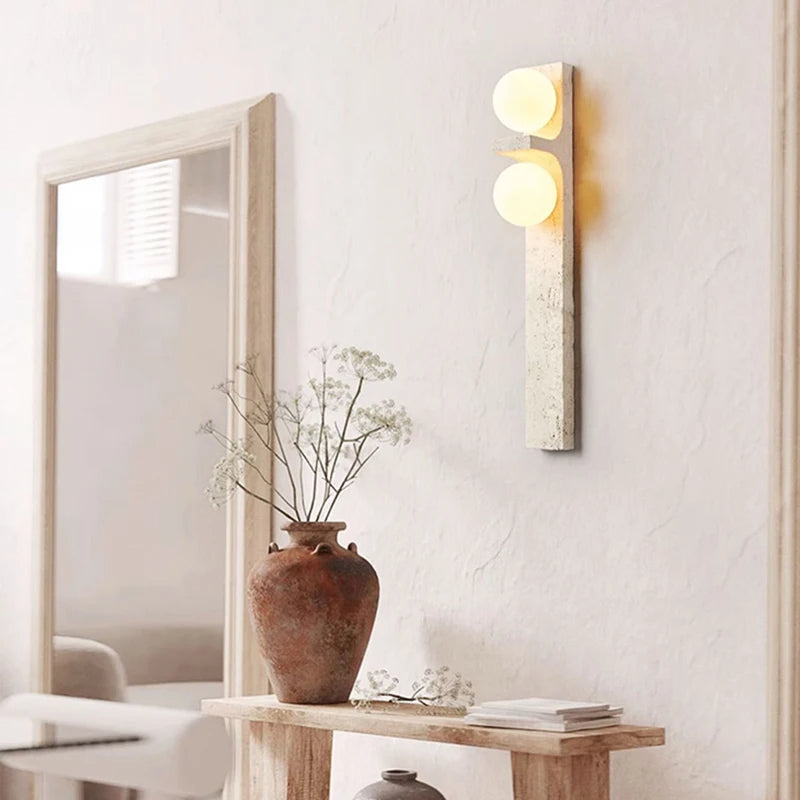 Arteglow | Art Deco Wall Lamp with Natural Stone & Frosted Glass
