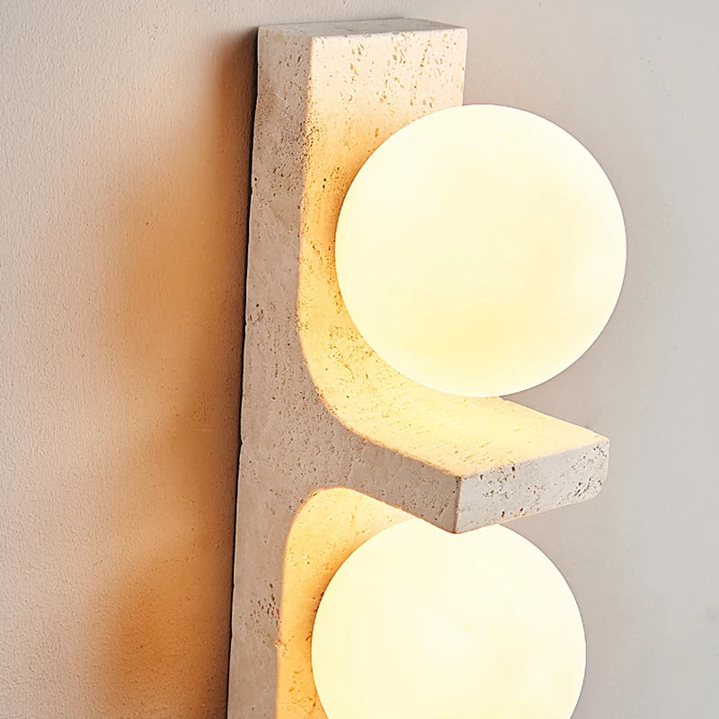 Arteglow | Art Deco Wall Lamp with Natural Stone & Frosted Glass