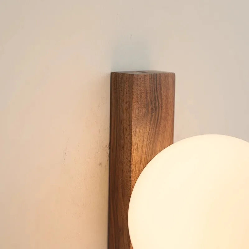 Naturaglobe | Walnut Wood & Glass Sphere Wall Lamp