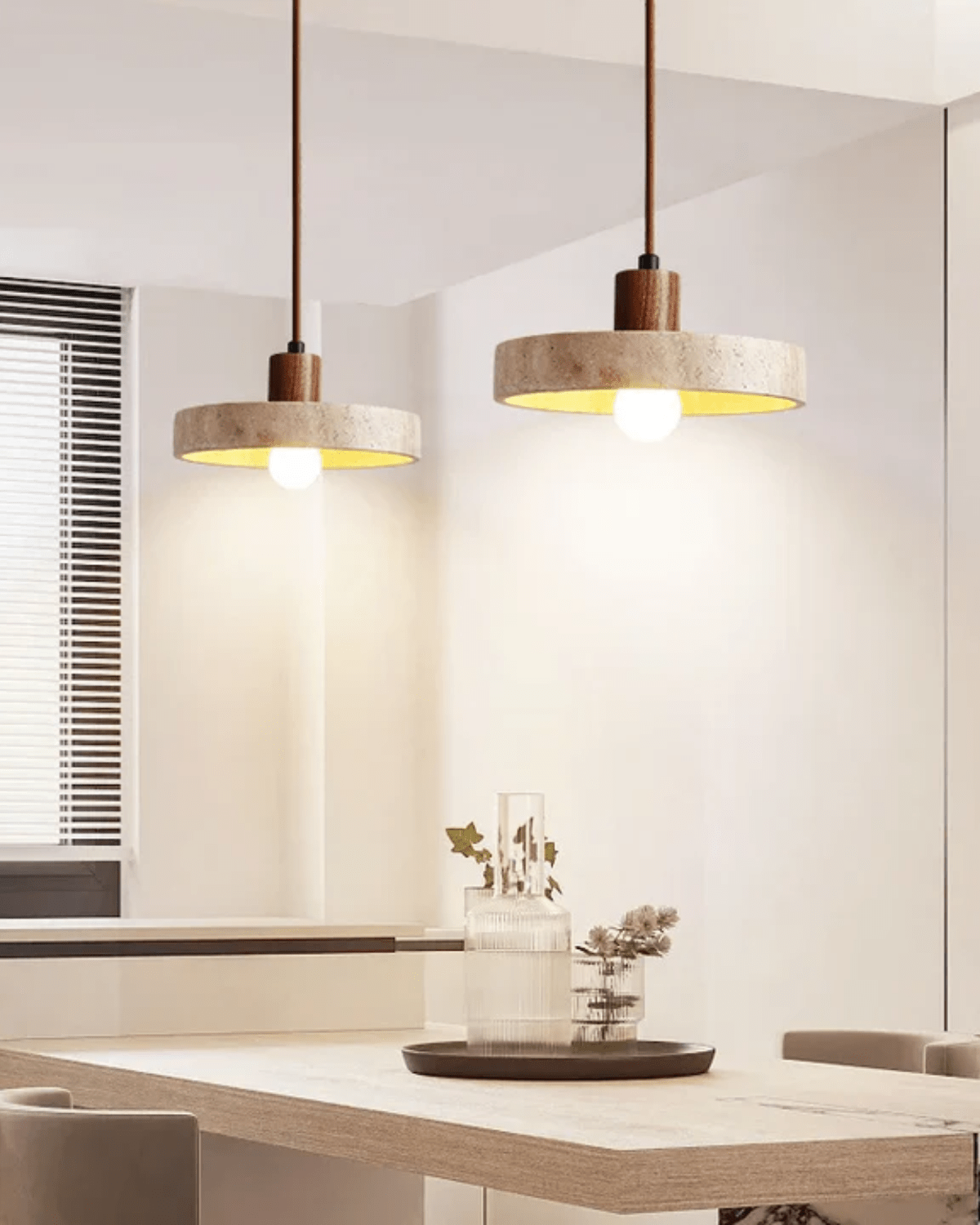 CorneliaTerra | Elegant travertine pendant light