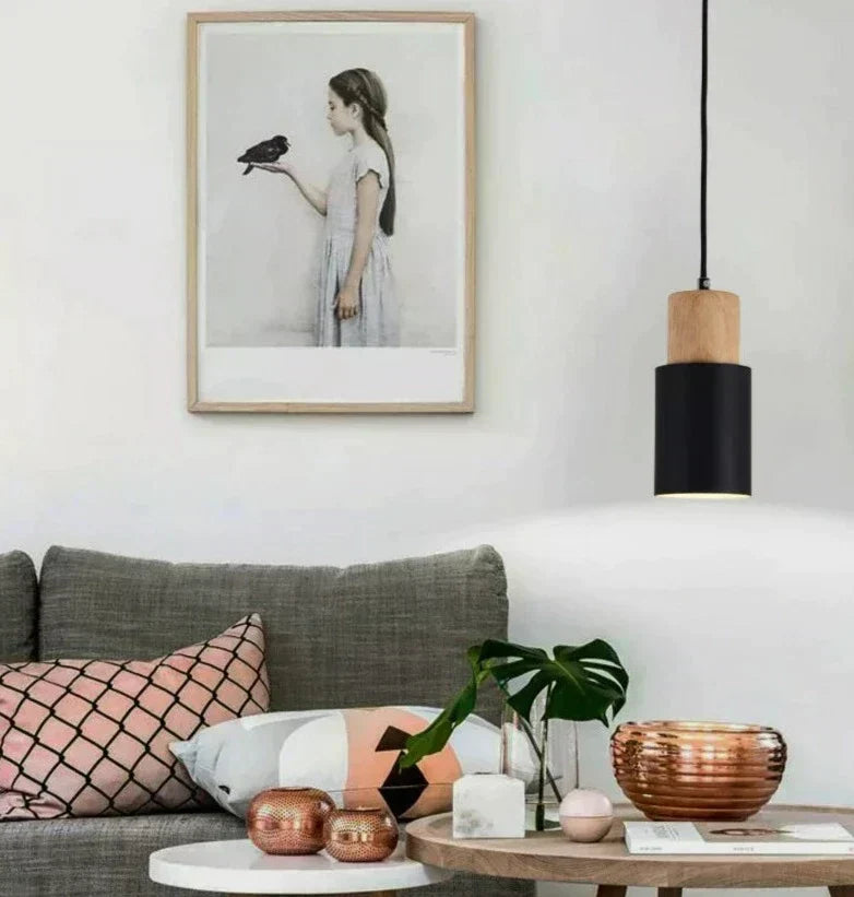 Colorful Nordic Wooden Base Pendant Light