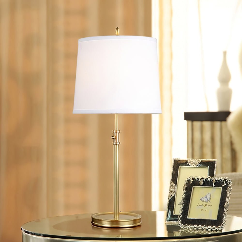 ImperiumLux | Golden table lamp with fabric lampshade