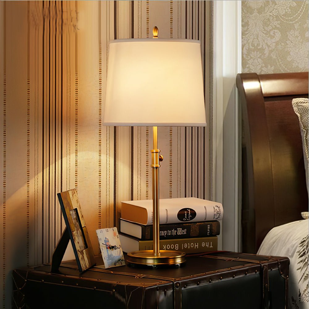 ImperiumLux | Golden table lamp with fabric lampshade
