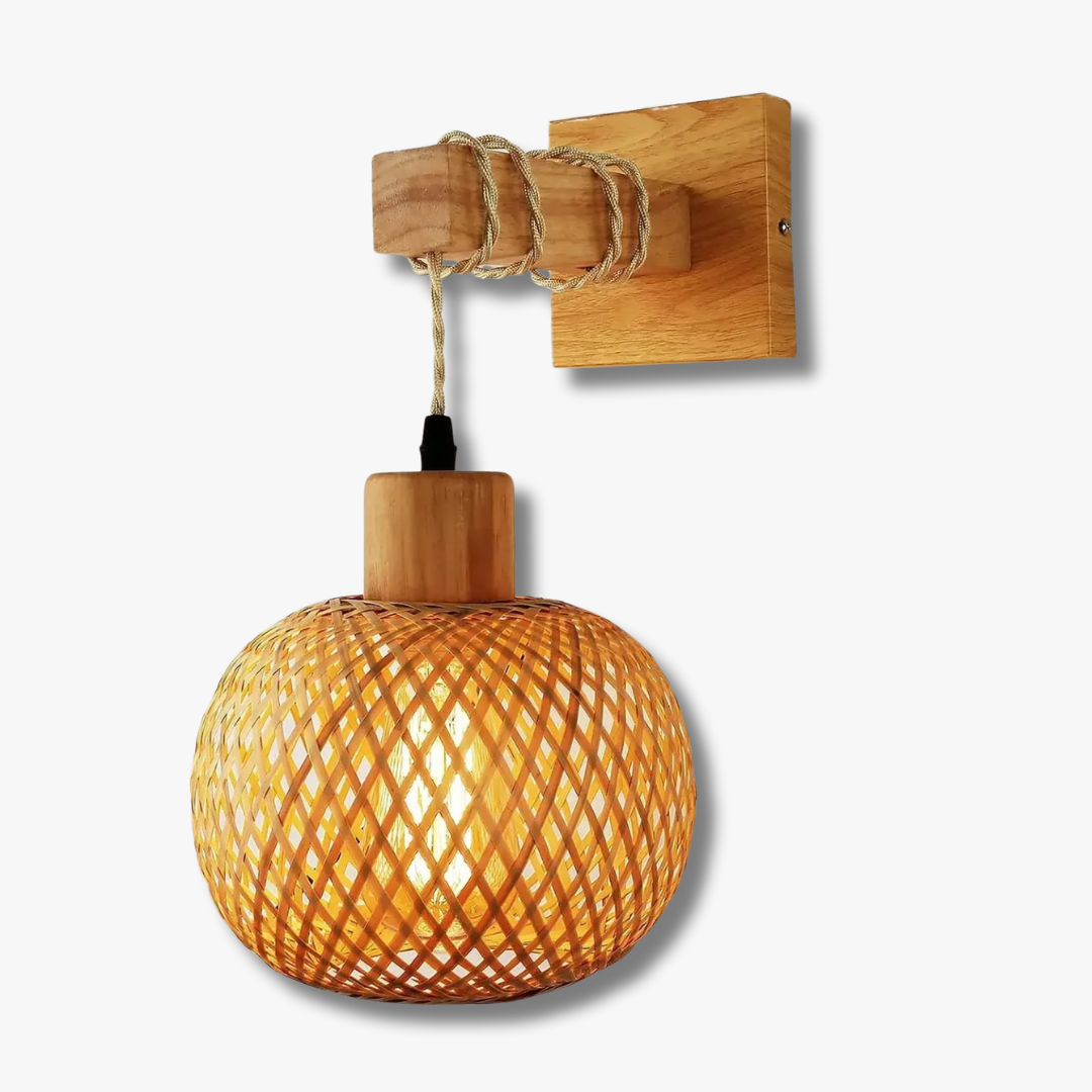 Nara – Handwoven Wall Lamp in Bamboo and Rattan