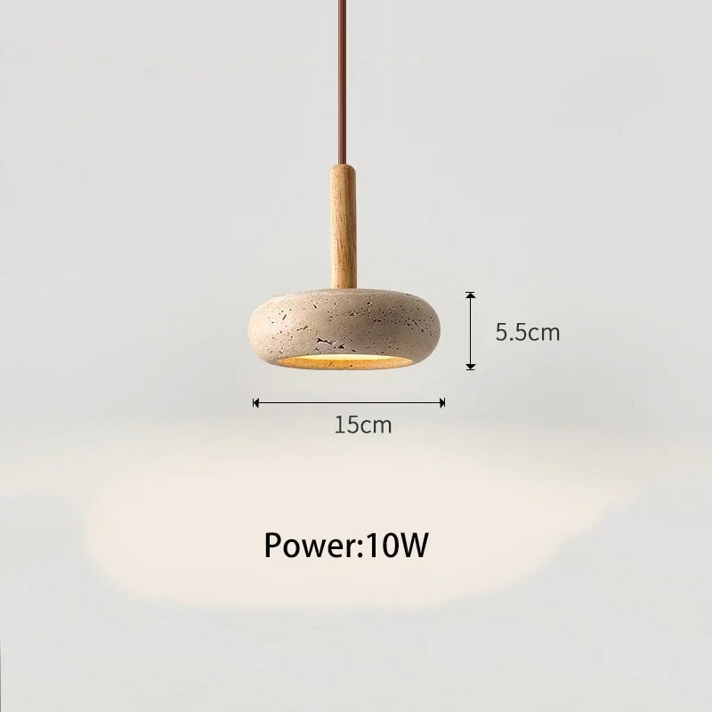 Small Pendant Light with Travertine Stone Design – LED Indoor Lamp for Living Room and Bedroom