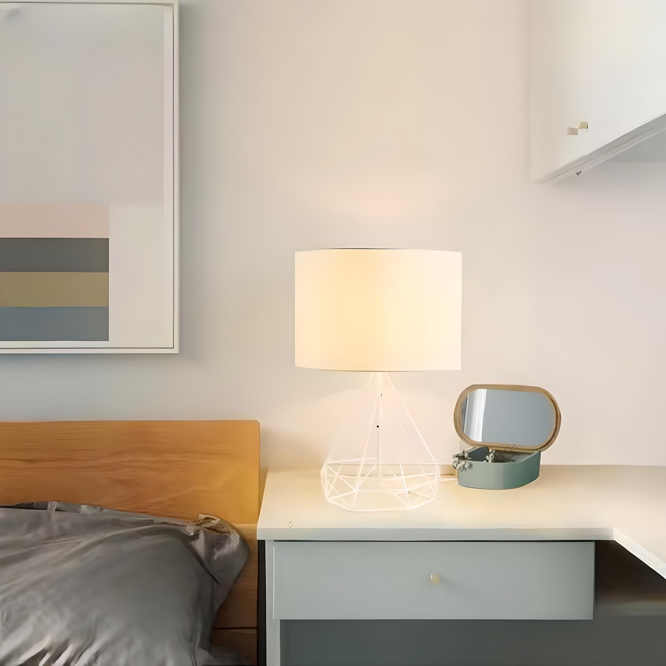 Aurelo | Nordic Geometric Table Lamp with Fabric Shade for Bedroom & Decor