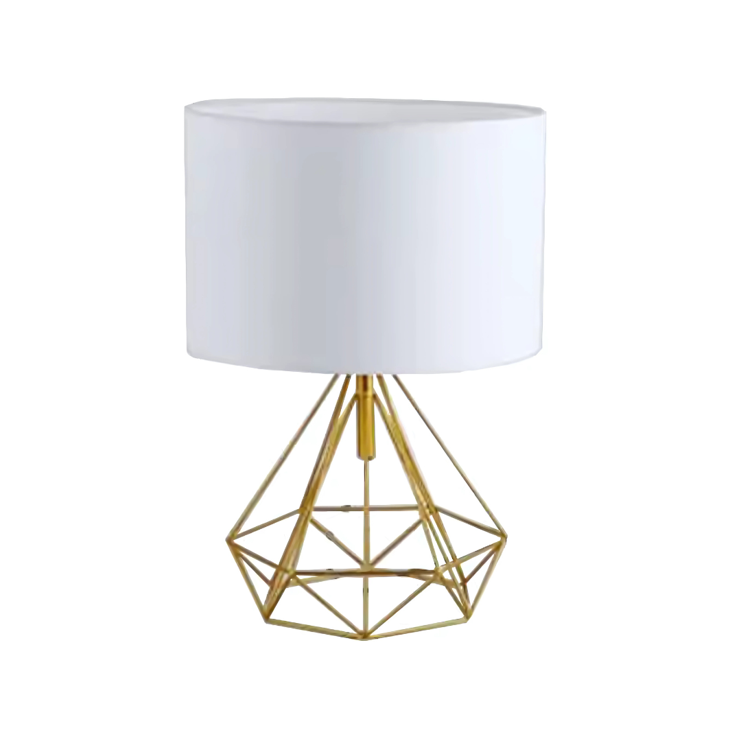 Aurelo | Nordic Geometric Table Lamp with Fabric Shade for Bedroom & Decor