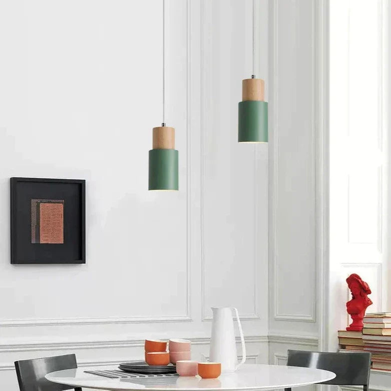 Colorful Nordic Wooden Base Pendant Light