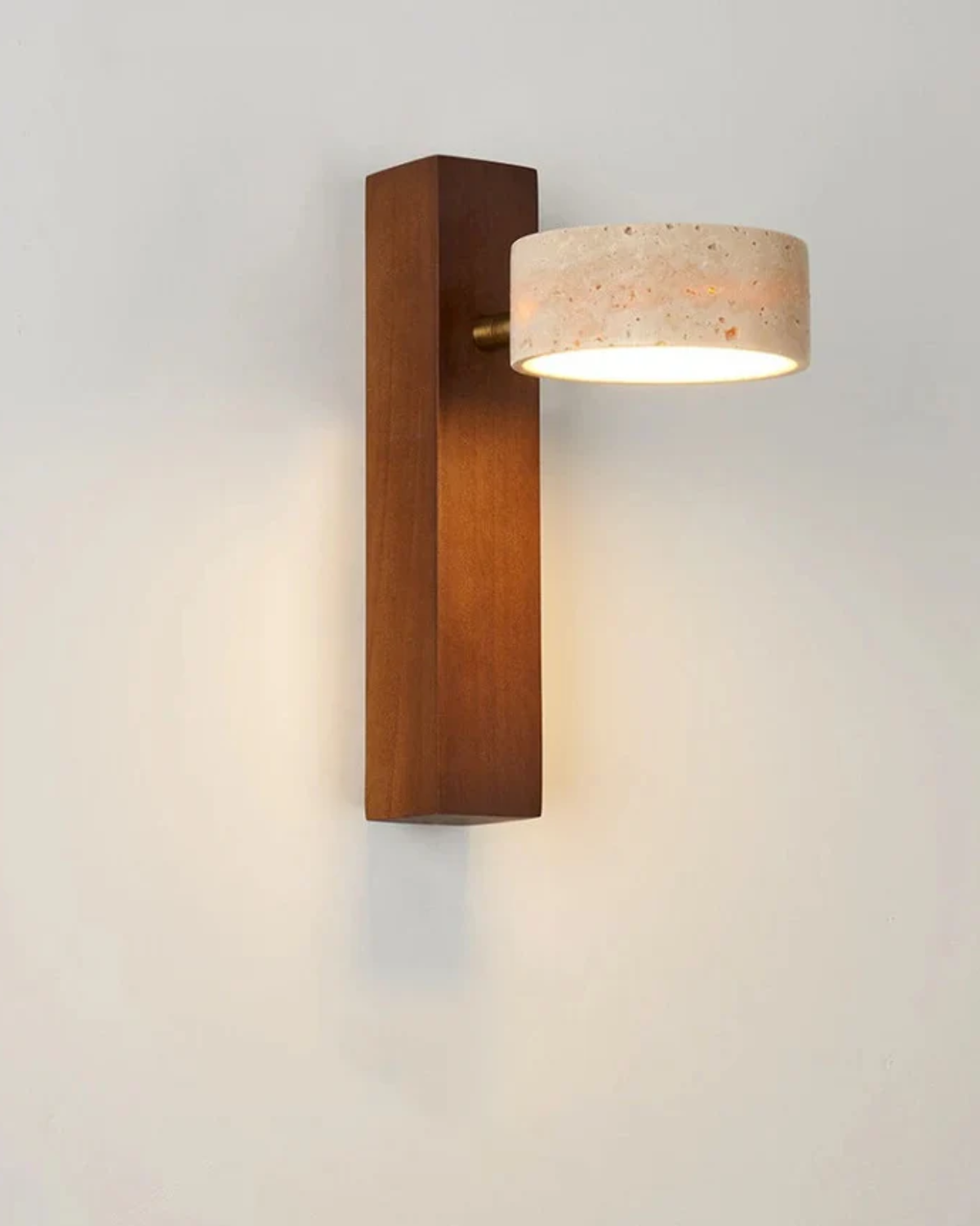 PubliusTerra | Travertine and walnut wood wall light