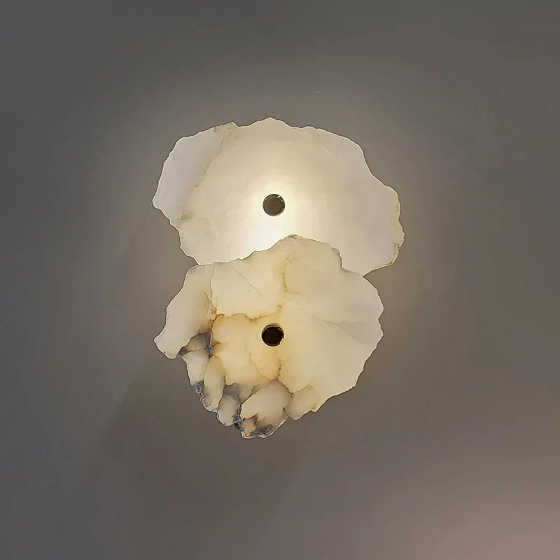 Luxury Natural Marble LED Wall Lamp with Copper Accents – Modern Indoor Wall Sconce for Bedroom and Living Room Decor