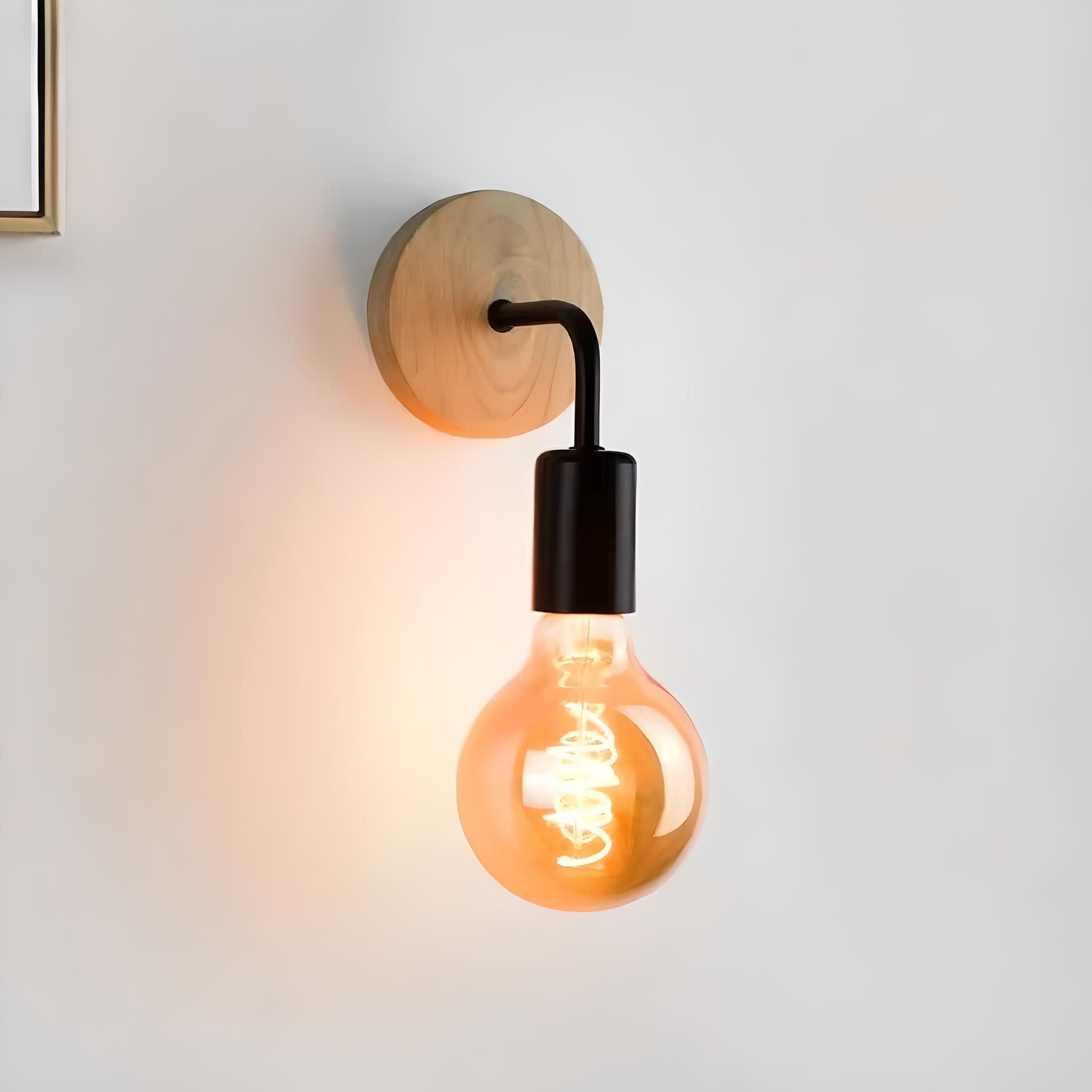 Eldra | Modern Retro Wall Lamp in Wood & Iron