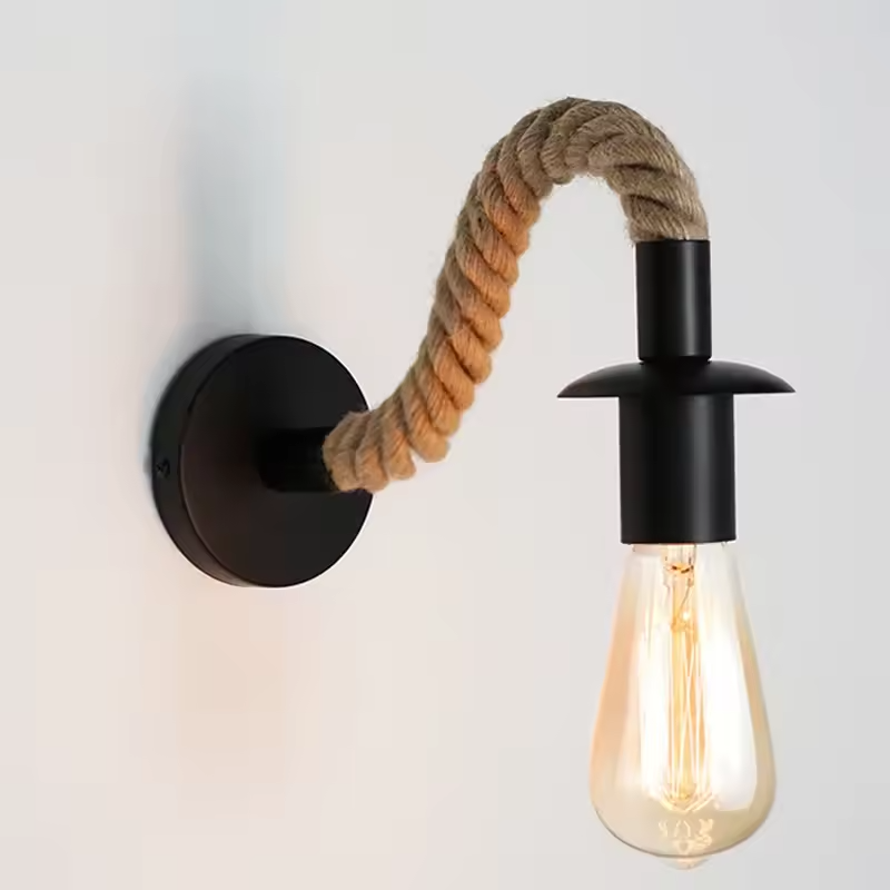 Noster | Iron Wall Lamp with Hemp Rope