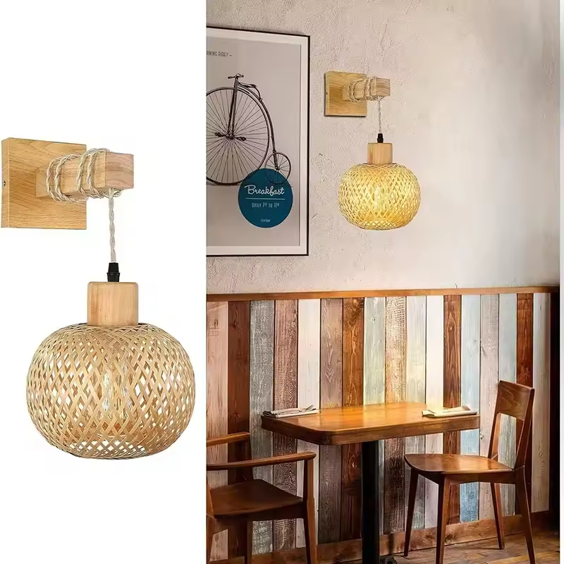 Nara – Handwoven Wall Lamp in Bamboo and Rattan