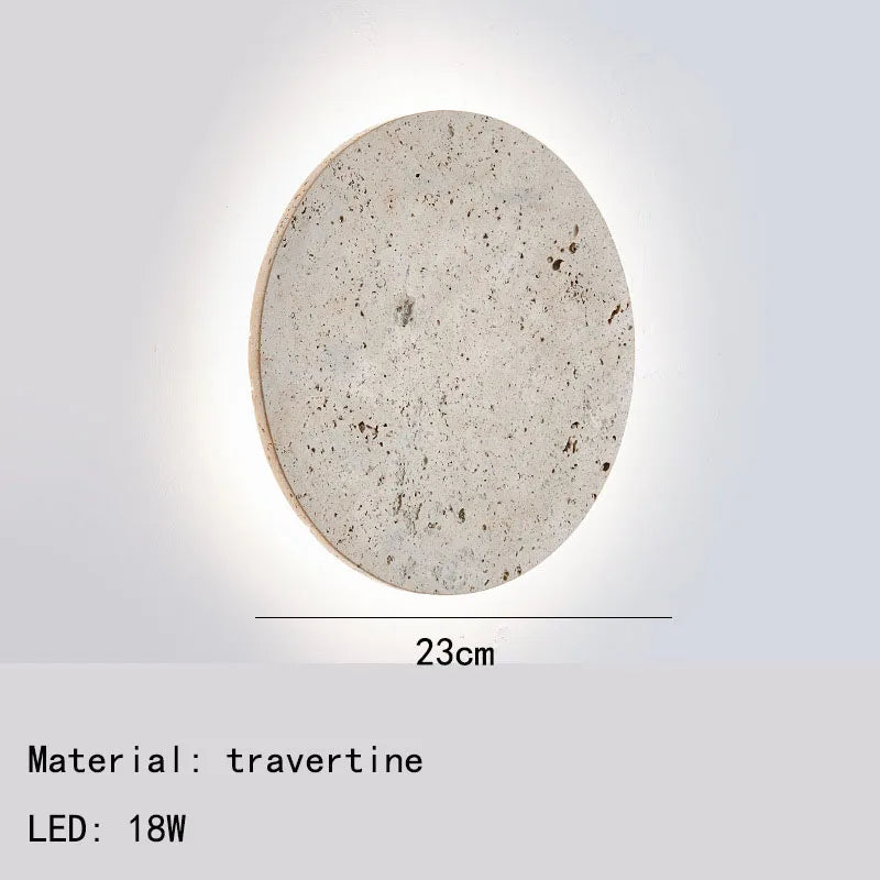 Round Natural Stone Wall Lamp - Wall Sconce Light for Indoor Bedside and Dining Room - Elegant Wall Lights
