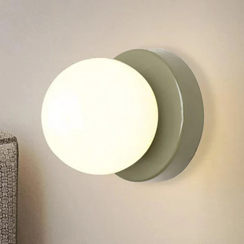 Nordic LED Glass Wall Lamp – Minimalist Base Sconce for Bedroom, Hallway, and Staircase Lighting