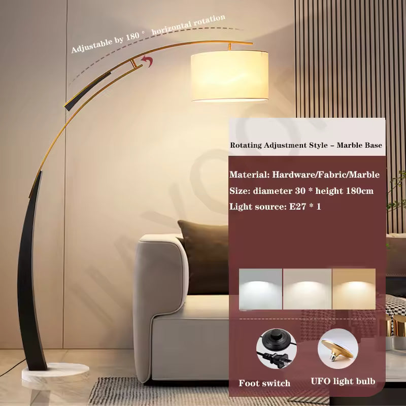 Lunari | Nordic Fabric Shade Floor Lamp for Living Room & Bedroom