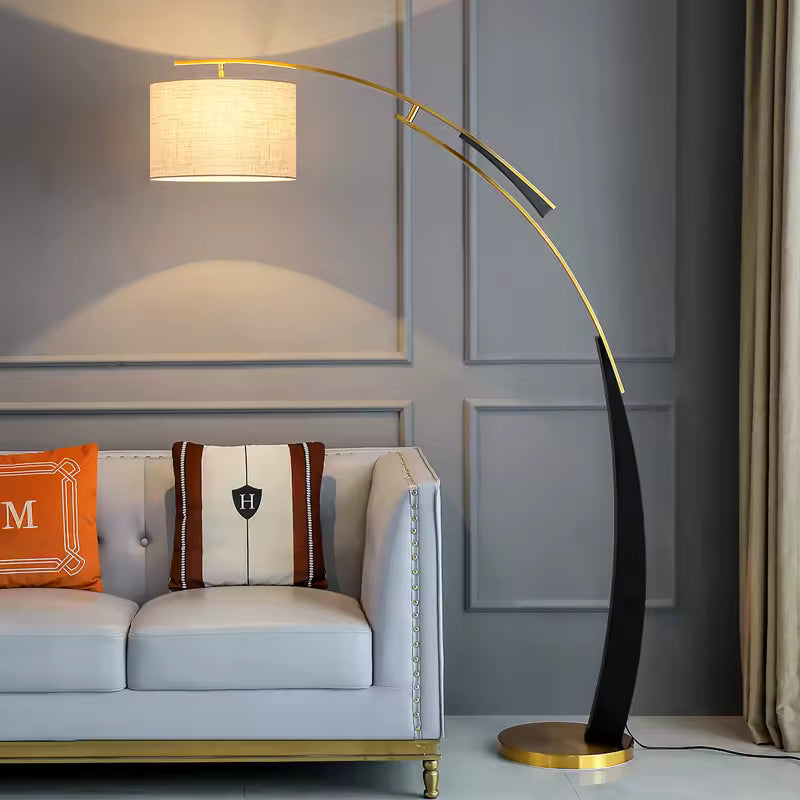 Lunari | Nordic Fabric Shade Floor Lamp for Living Room & Bedroom