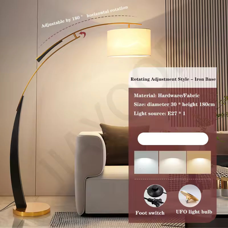 Lunari | Nordic Fabric Shade Floor Lamp for Living Room & Bedroom