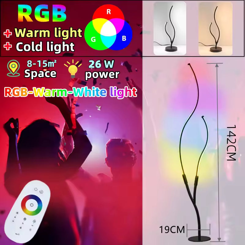 Trelune | Modern Tree-Style LED Floor Lamp with Remote Control & RGB Light Modes