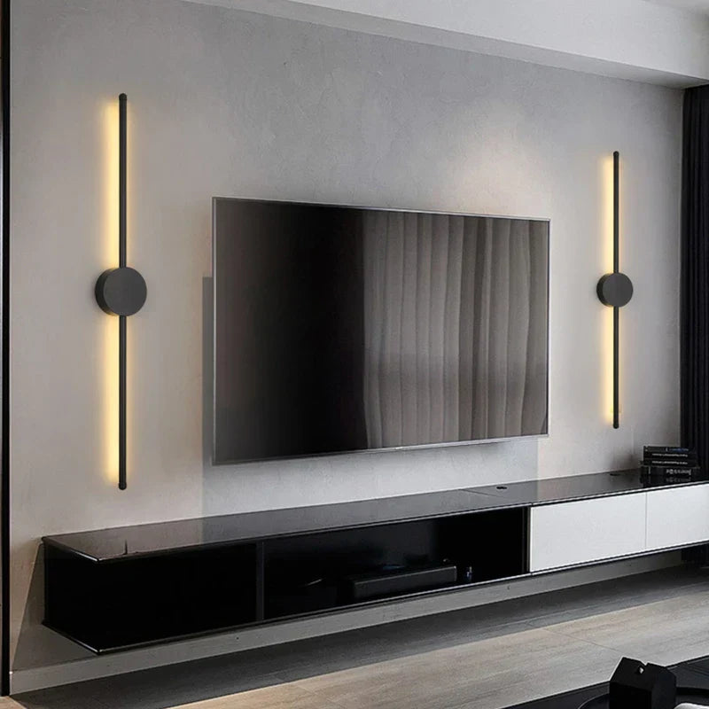 Modern I-Shaped LED Wall Light – Adjustable Three-Tone Wall Lamp for Bedroom and Living Room, Black Aviation Aluminum Sconce