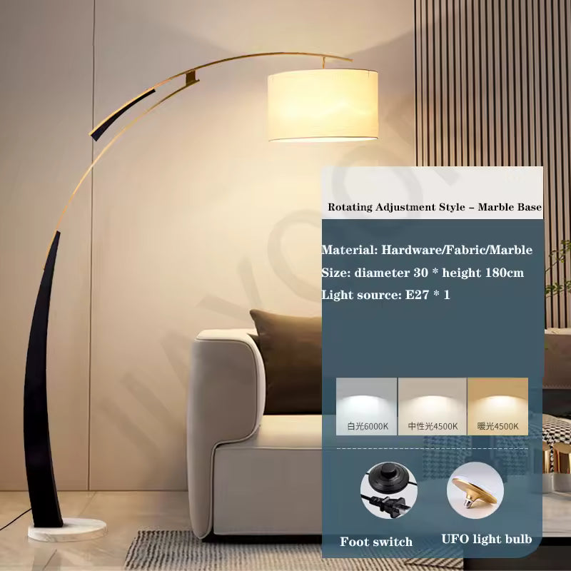 Lunari | Nordic Fabric Shade Floor Lamp for Living Room & Bedroom