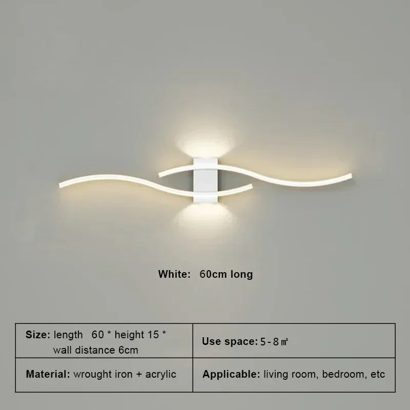 Modern LED Wall Lamp with Remote Control – Double Curve Design in Black and Gold for Stylish Indoor Wall Lighting