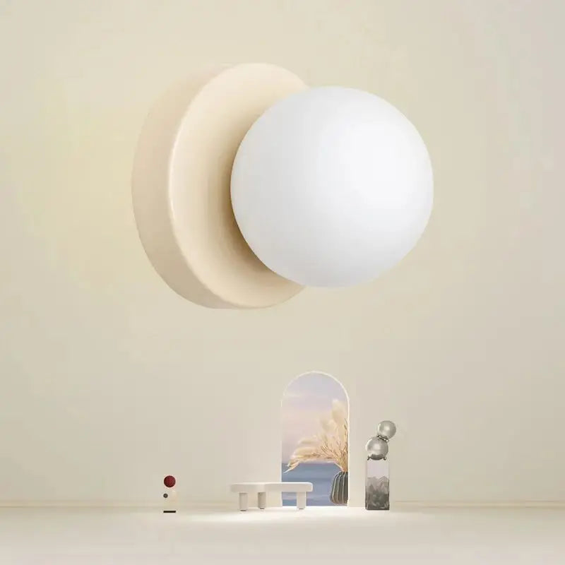 Nordic LED Glass Wall Lamp – Minimalist Base Sconce for Bedroom, Hallway, and Staircase Lighting