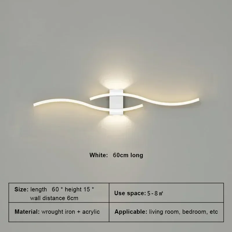 Modern LED Wall Lamp with Remote Control – Double Curve Design in Black and Gold for Stylish Indoor Wall Lighting