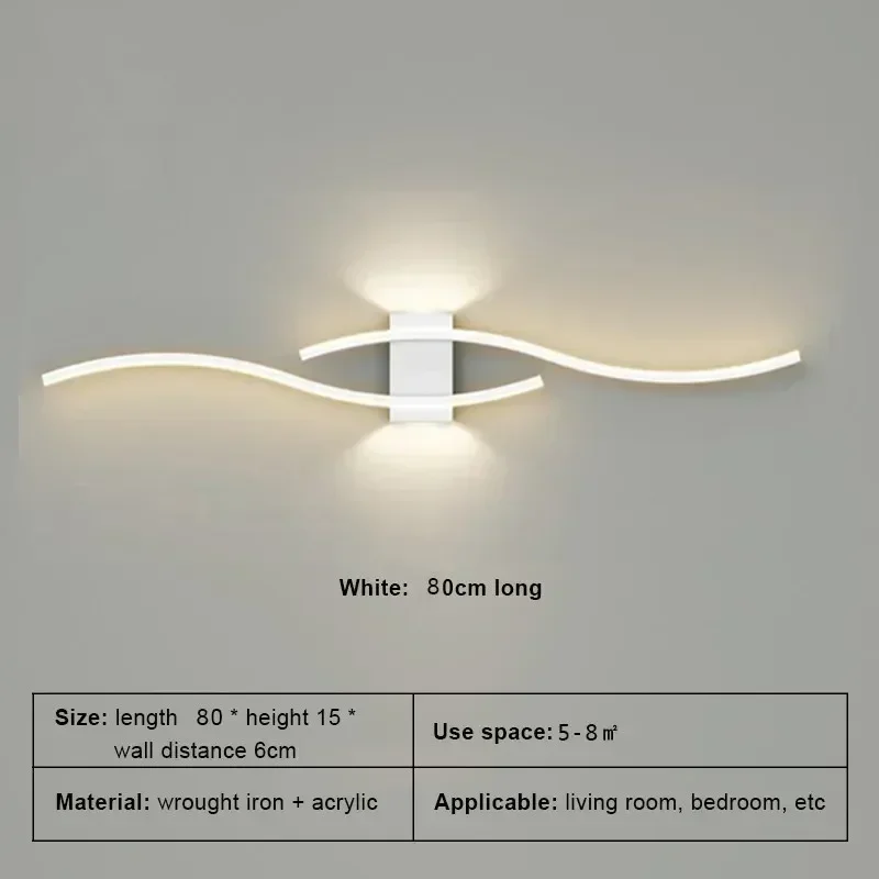 Modern LED Wall Lamp with Remote Control – Double Curve Design in Black and Gold for Stylish Indoor Wall Lighting
