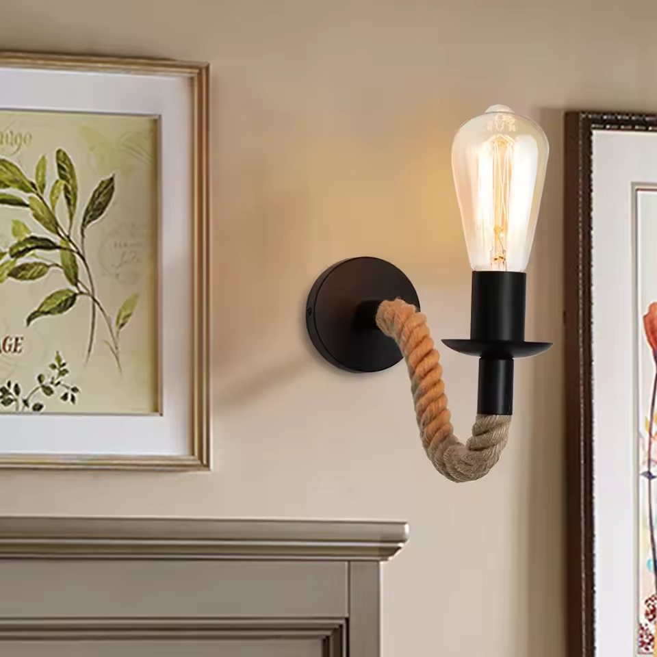 Noster | Iron Wall Lamp with Hemp Rope