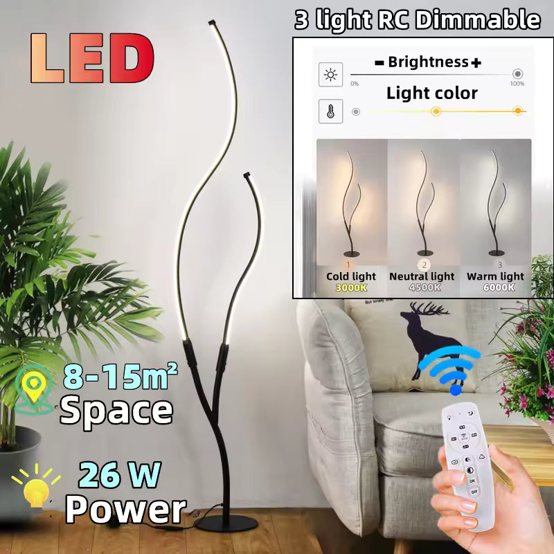 Trelune | Modern Tree-Style LED Floor Lamp with Remote Control & RGB Light Modes