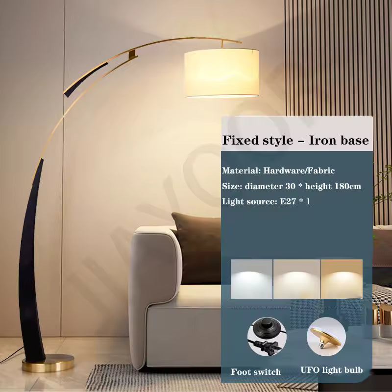 Lunari | Nordic Fabric Shade Floor Lamp for Living Room & Bedroom