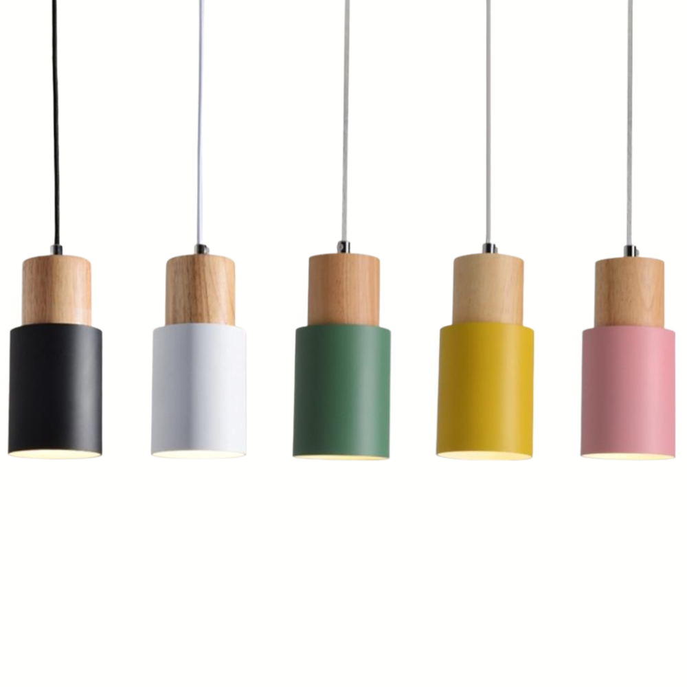 Colorful Nordic Wooden Base Pendant Light