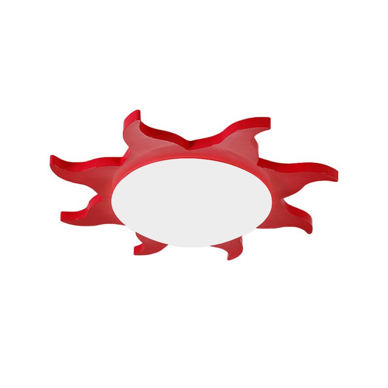 Ceiling lamp in sun shape - wood and acrylic cartoon