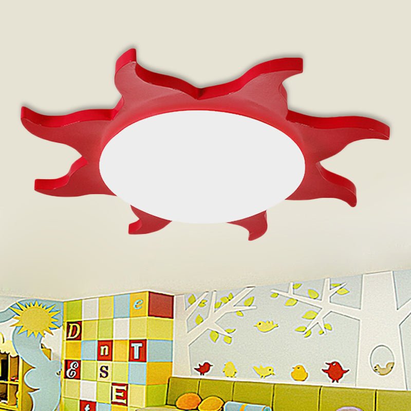 Ceiling lamp in sun shape - wood and acrylic cartoon