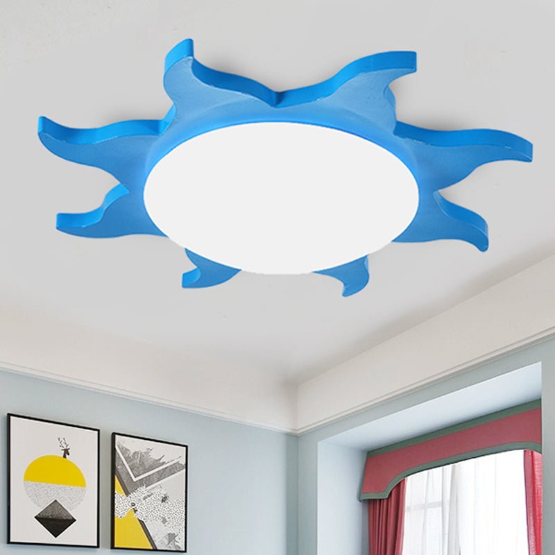 Ceiling lamp in sun shape - wood and acrylic cartoon