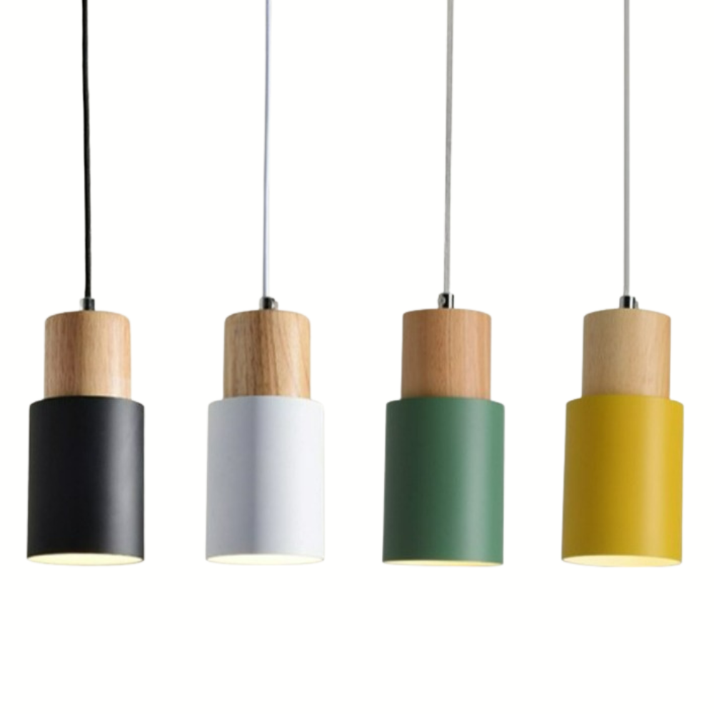 Colorful Nordic Wooden Base Pendant Light
