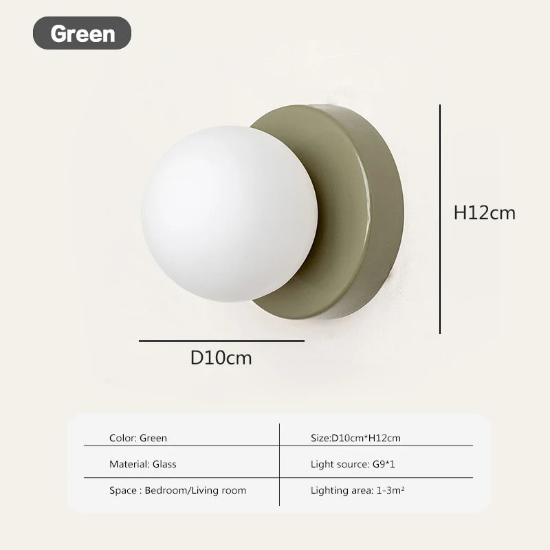 Nordic LED Glass Wall Lamp – Minimalist Base Sconce for Bedroom, Hallway, and Staircase Lighting