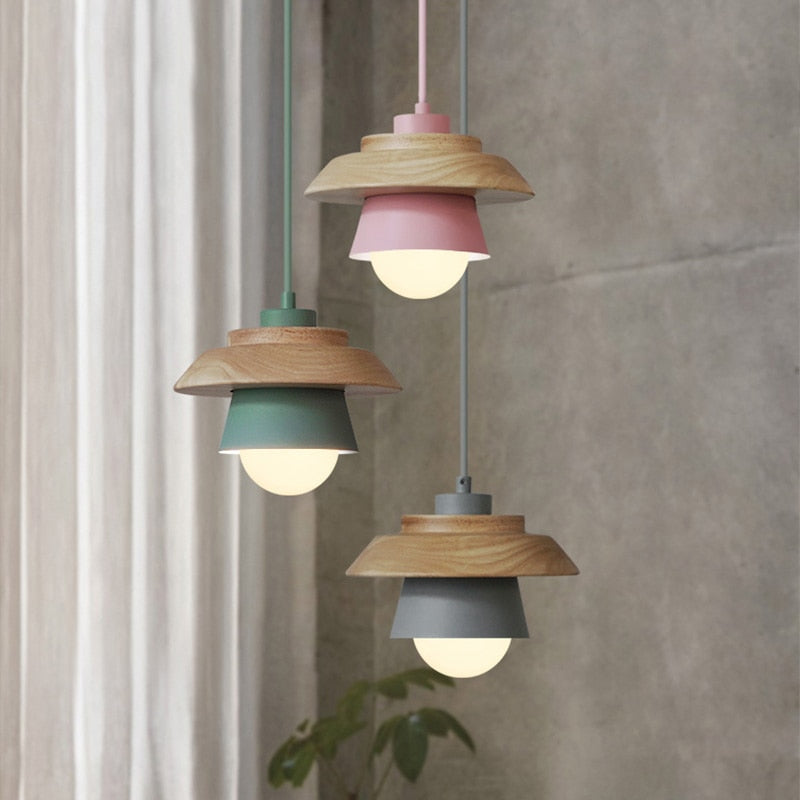 Modern Nordic wood pendant lamp